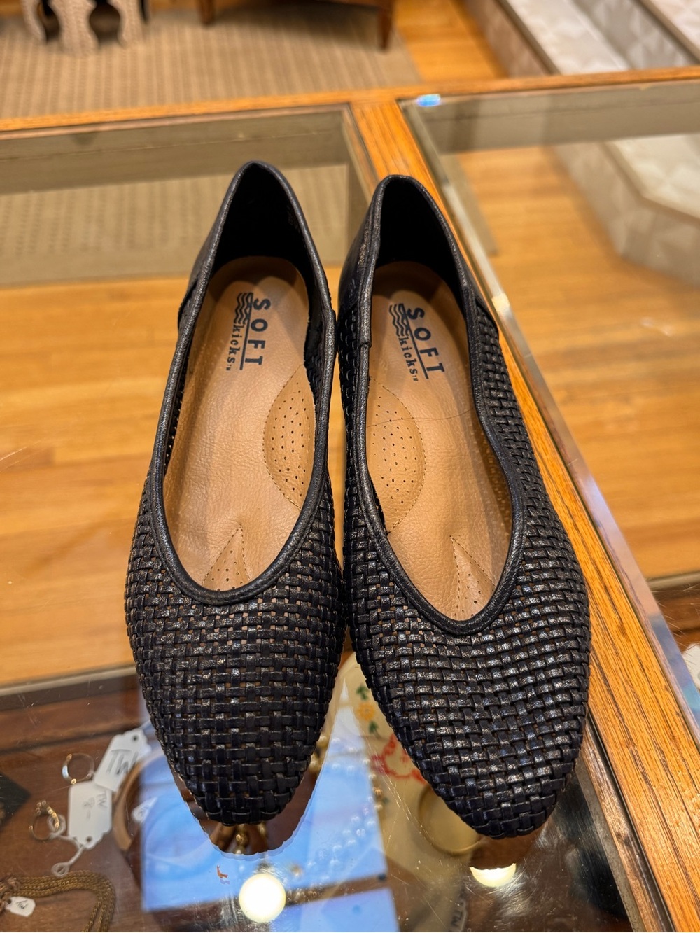 SoftWalk Black Woven Slip-On Ballet Flats